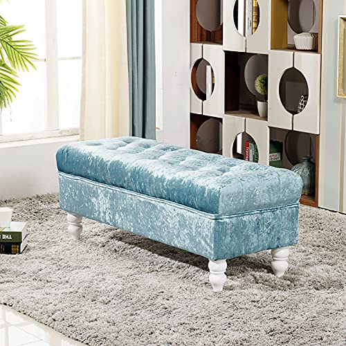 ZGHQHCDRH Schuhschrank, Gepolsterte Truhe mit Deckel, Bank Schuhaufbewahrung, geeignet for Schlafzimmer(Sky Blue,60x45x45cm(24x18x18inch)) von ZGHQHCDRH