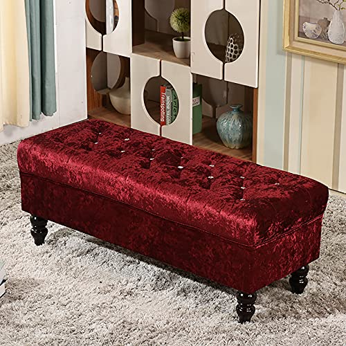 ZGHQHCDRH Schuhschrank, Gepolsterte Truhe mit Deckel, Bank Schuhaufbewahrung, geeignet for Schlafzimmer(Wine Red,80x45x45cm(31x18x18inch)) von ZGHQHCDRH