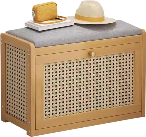 ZGHQHCDRH Schuhschrank, Schuhschrank-Bank for den Eingangsbereich mit Leinenkissensitz, 2-stufiger Schuhregal-Organizer aus Holz for und Flur ZGHQHCDRH Schuhschrank, Schuhschrank-Bank for den Eingangsbereich mit Leinenkissensitz, 2-stufiger Schuhregal-Organizer aus Holz for und Flur von ZGHQHCDRH