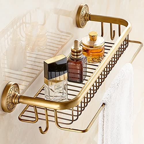 ZGHQHCDRH Schwebende Regale aus antikem Messing, Duschablage – Flaschen multifunktionaler Halter mit Haken(Style 2) von ZGHQHCDRH