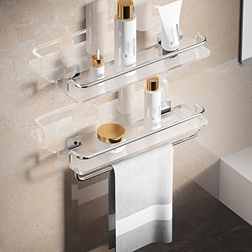 ZGHQHCDRH Schwebendes Badezimmerregal zur Wandmontage, Schminktisch-Organizer for Kosmetik, Gewürzregal for die Küche, Handtuchhalter(Single+Double Pole,50Cm) von ZGHQHCDRH