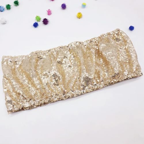 ZGHQHCDRH Stuhl-Schleifen, 10/50 Stück Gold Pailletten Stuhlschärpen Splitter Party Stuhl Dekor Stuhlband Hochzeit Gestreckte Stühle Schleife for Veranstaltungen Bankett(Light Champagne,50pcs) von ZGHQHCDRH