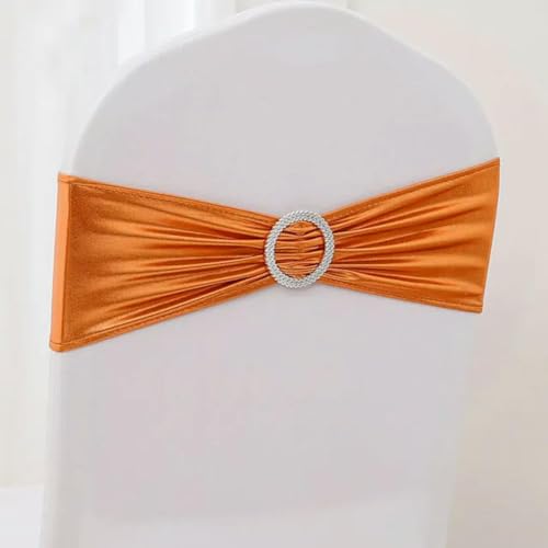ZGHQHCDRH Stuhl-Schleifen, 10 Stück/50 Stück Metallic Gold Silber Stretch Spandex Stuhl Schärpe Gummiband Hochzeit Stuhl Fliege for Hotel Bankett Dekoration(Orange,50pcs) von ZGHQHCDRH