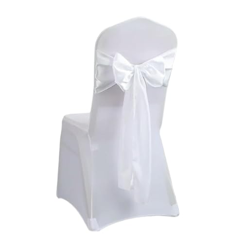 ZGHQHCDRH Stuhl-Schleifen, 10 Stück 17 x 275 cm Goldfarbene Satin-Stuhlschärpen Schleifen Stuhlhussenbänder for Hochzeitsbankett-Partyveranstaltungen(White) von ZGHQHCDRH