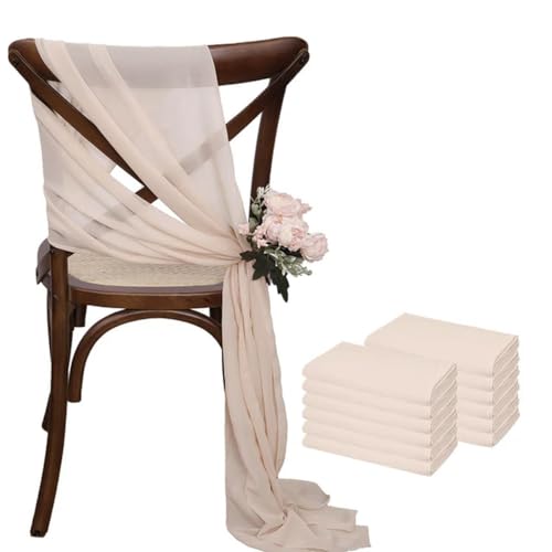 ZGHQHCDRH Stuhl-Schleifen, 12 Stück 17 x 275 cm rosa Chiffon Stuhlschärpen Stuhlschärpe Hochzeit Stuhlhussen Band Party Gang Stuhl Dekor(Beige) von ZGHQHCDRH