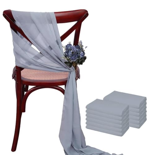ZGHQHCDRH Stuhl-Schleifen, 12 Stück 17 x 275 cm rosa Chiffon Stuhlschärpen Stuhlschärpe Hochzeit Stuhlhussen Band Party Gang Stuhl Dekor(Gray Blue) von ZGHQHCDRH