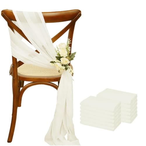 ZGHQHCDRH Stuhl-Schleifen, 12 Stück 17 x 275 cm rosa Chiffon Stuhlschärpen Stuhlschärpe Hochzeit Stuhlhussen Band Party Gang Stuhl Dekor(Ivory) von ZGHQHCDRH