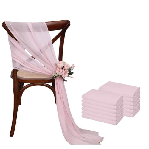 ZGHQHCDRH Stuhl-Schleifen, 12 Stück 17 x 275 cm rosa Chiffon Stuhlschärpen Stuhlschärpe Hochzeit Stuhlhussen Band Party Gang Stuhl Dekor(Light Pink) von ZGHQHCDRH