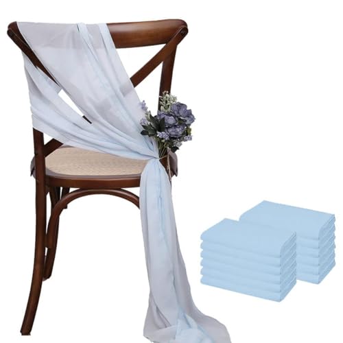 ZGHQHCDRH Stuhl-Schleifen, 12 Stück 17 x 275 cm rosa Chiffon Stuhlschärpen Stuhlschärpe Hochzeit Stuhlhussen Band Party Gang Stuhl Dekor(Sky Blue) von ZGHQHCDRH