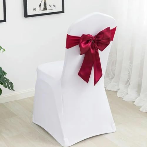 ZGHQHCDRH Stuhl-Schleifen, 20 Stück Stretch-Spandex-Stuhlschärpe mit Satin-Fliege for Hotelparty, Hochzeitsdekoration, Krawatte, Satin-Stuhlschärpe, Schleife(Burgundy) von ZGHQHCDRH