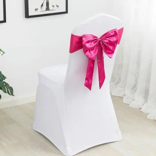 ZGHQHCDRH Stuhl-Schleifen, 20 Stück Stretch-Spandex-Stuhlschärpe mit Satin-Fliege for Hotelparty, Hochzeitsdekoration, Krawatte, Satin-Stuhlschärpe, Schleife(Fuchsia) von ZGHQHCDRH