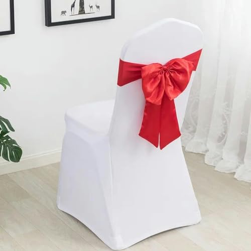 ZGHQHCDRH Stuhl-Schleifen, 20 Stück Stretch-Spandex-Stuhlschärpe mit Satin-Fliege for Hotelparty, Hochzeitsdekoration, Krawatte, Satin-Stuhlschärpe, Schleife(Red) von ZGHQHCDRH