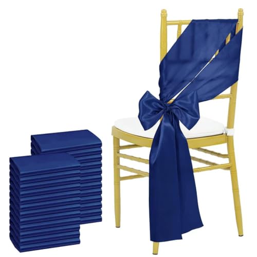 ZGHQHCDRH Stuhl-Schleifen, 24 Stück 17 x 275 cm himmelblaue Satin-Stuhlschärpen Schleifen Stuhlhussenbänder for Hochzeitsbankett-Party-Event(Blue) von ZGHQHCDRH