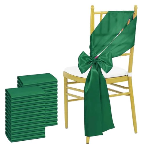 ZGHQHCDRH Stuhl-Schleifen, 24 Stück 17 x 275 cm himmelblaue Satin-Stuhlschärpen Schleifen Stuhlhussenbänder for Hochzeitsbankett-Party-Event(Dark Green) von ZGHQHCDRH