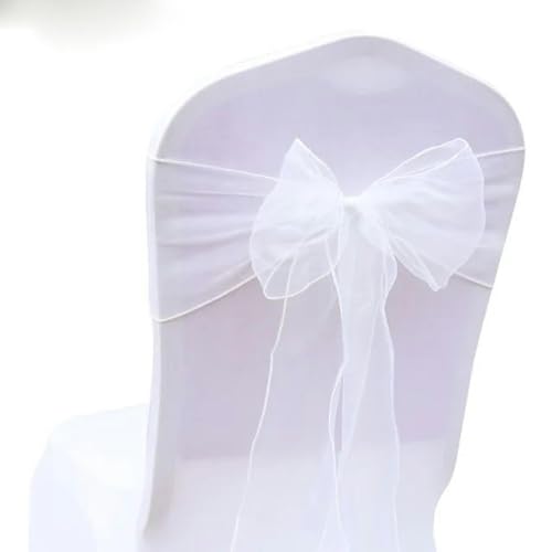 ZGHQHCDRH Stuhl-Schleifen, 25 Teile/Satz Transparente Organza Tull Stoff Stuhl Abdeckung Schärpe Bogen Schärpen Hochzeit Party Bankett Dekoration(White) von ZGHQHCDRH