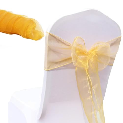 ZGHQHCDRH Stuhl-Schleifen, 30 Teile/los Organza Stuhl schärpen Knoten Bands Stuhl Bögen for for for Hochzeit Party Bankett Event Land Hochzeit Stuhl Dekoration(Golden) von ZGHQHCDRH