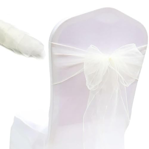 ZGHQHCDRH Stuhl-Schleifen, 30 Teile/los Organza Stuhl schärpen Knoten Bands Stuhl Bögen for for for Hochzeit Party Bankett Event Land Hochzeit Stuhl Dekoration(White) von ZGHQHCDRH