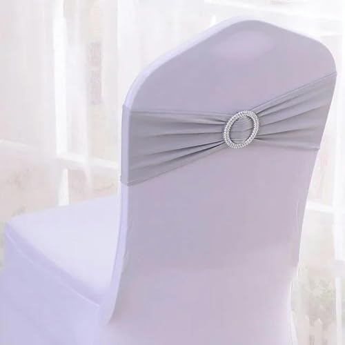 ZGHQHCDRH Stuhl-Schleifen, 50 Teile/los Stretch Spandex Stuhl Abdeckung Schärpen mit Slider Schnalle for Hochzeit Dekorationen Stuhl Schärpen Bogen(Silver Grey) von ZGHQHCDRH