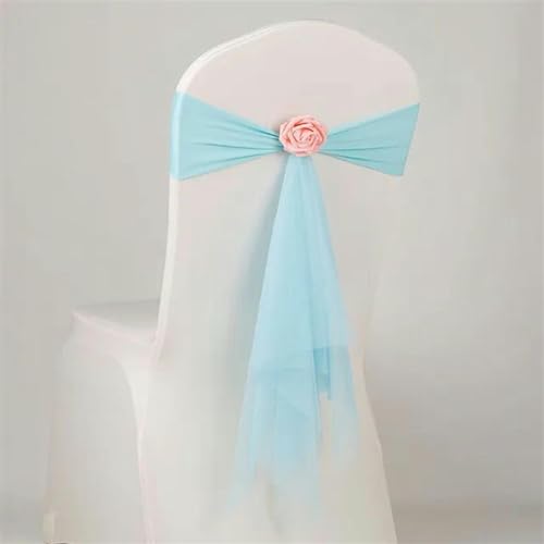 ZGHQHCDRH Stuhl-Schleifen, Organza-Stuhlschärpen, Blumen-Spandex-Organza-Stuhldekoration, Hochzeit, Festival, Party, Stuhlhussen und Schleifen for Weihnachten(Blue Sky) von ZGHQHCDRH