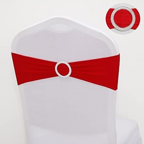 ZGHQHCDRH Stuhl-Schleifen, Stuhlschärpen, 1 Stück Spandex-Stuhlschärpenbänder mit Schleife und Schnalle for Hochzeitsfeiern, Bankette, Hotels, Büros, Meeting-Dekorationen(Red) von ZGHQHCDRH