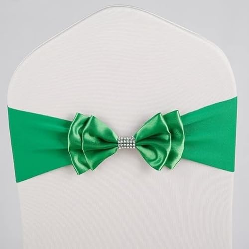ZGHQHCDRH Stuhl-Schleifen, Stuhlschärpen, 10 Stück, gratis Binden, elastisches Spandex-Stuhlschärpenband mit Satinschleife, Party- und Hochzeitsdekoration, Stuhlschärpenband, Knoten(Emerald Green) von ZGHQHCDRH