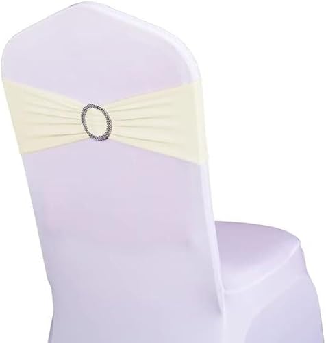 ZGHQHCDRH Stuhl-Schleifen, Stuhlschärpen, 100 Stück elastische Stuhlbänder aus Polyester-Spandex mit Ring for die Dekoration von Stuhlhussen bei Hochzeitsfeiern(Gray) von ZGHQHCDRH
