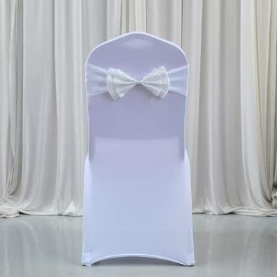 ZGHQHCDRH Stuhl-Schleifen, Stuhlschärpen, Band Spandex Stuhlschärpe Mit Satinschleife Hinten for Hochzeitsveranstaltung Party Stuhlhussen Dekoration, 50 Stück(White) von ZGHQHCDRH