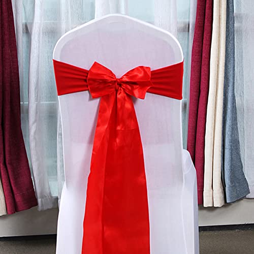 ZGHQHCDRH Stuhl-Schleifen, Stuhlschärpen, Hochzeitsdekoration, Stuhlschleifen, Satin-Spandex-Stuhlbezugsbänder, Stuhl-Raffhalter for Party- und Bankettdekor, 25 Stück(Red) von ZGHQHCDRH