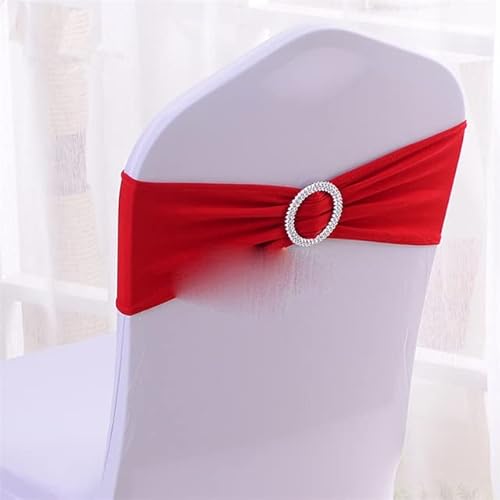 ZGHQHCDRH Stuhl-Schleifen, Stuhlschärpen, Stuhlband Spandex Schärpe Krawattenschleife Mit Schnalle for Stuhlhussen Event Party Event Hotel Dekoration, 50 Stück(Red) von ZGHQHCDRH