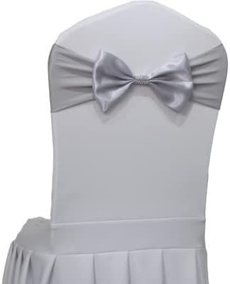 ZGHQHCDRH Stuhl-Schleifen, Stuhlschärpen, Stuhlband Spandex-Schärpe mit Satinschleife for Stuhlhussen, Veranstaltungen, Hochzeitsfeiern, Weihnachtsdekoration, 50 Stück(Gray) von ZGHQHCDRH