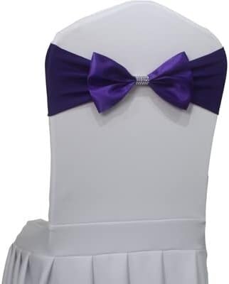 ZGHQHCDRH Stuhl-Schleifen, Stuhlschärpen, Stuhlband Spandex-Schärpe mit Satinschleife for Stuhlhussen, Veranstaltungen, Hochzeitsfeiern, Weihnachtsdekoration, 50 Stück(Purple) von ZGHQHCDRH
