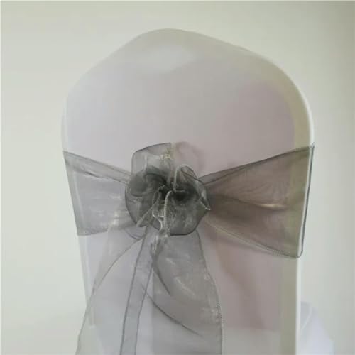 ZGHQHCDRH Stuhlschleifen， (50/100 Stück) Organza-Stuhlschärpen mit Schleife for Hochzeit, Event, Party, Bankett, Hoteldekoration, Outdoor-Party, Stuhldekoration, Zubehör(Silver,100pcs) von ZGHQHCDRH