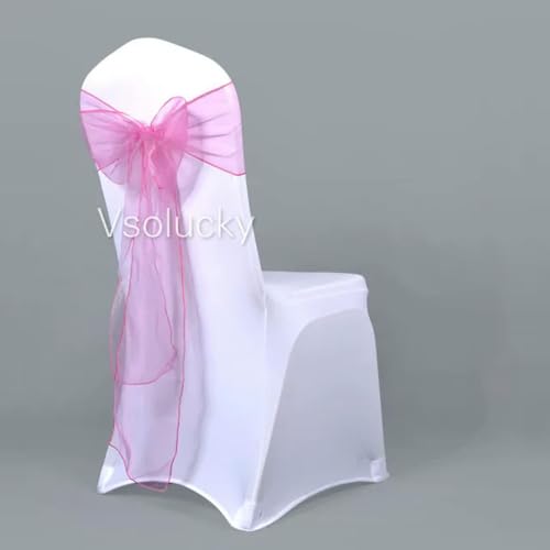 ZGHQHCDRH Stuhlschleifen， 1 Stück, transparente Organza-Stuhlschärpen, Schleifenabdeckung for Hochzeit, Party, Geburtstag, Dusche, Dekoration(Fuchsia) von ZGHQHCDRH