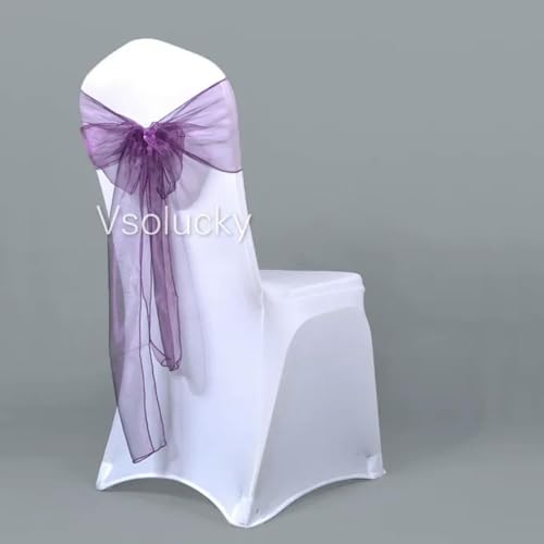 ZGHQHCDRH Stuhlschleifen， 1 Stück, transparente Organza-Stuhlschärpen, Schleifenabdeckung for Hochzeit, Party, Geburtstag, Dusche, Dekoration(Viola) von ZGHQHCDRH