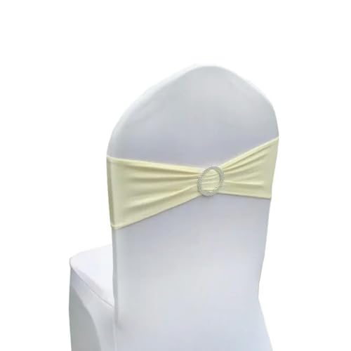 ZGHQHCDRH Stuhlschleifen， 1 Stück Stretch-Spandex-Stuhlschärpen, Schleifenbänder, Knoten mit Schnalle for Hotel, Hochzeit, Party, Bankett, Geschäftstreffen(Begie Yellow) von ZGHQHCDRH