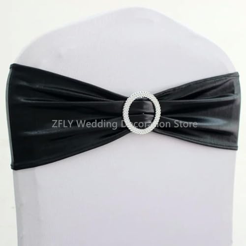 ZGHQHCDRH Stuhlschleifen， 10 Stück/50 Stück Metallic Gold Silber Stretch Spandex Stuhl Schärpe Gummiband Hochzeit Fliege for Hotel Bankett Dekoration(Black,50pcs) von ZGHQHCDRH