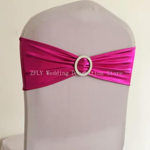 ZGHQHCDRH Stuhlschleifen， 10 Stück/50 Stück Metallic Gold Silber Stretch Spandex Stuhl Schärpe Gummiband Hochzeit Fliege for Hotel Bankett Dekoration(Fuchsia,50pcs) von ZGHQHCDRH
