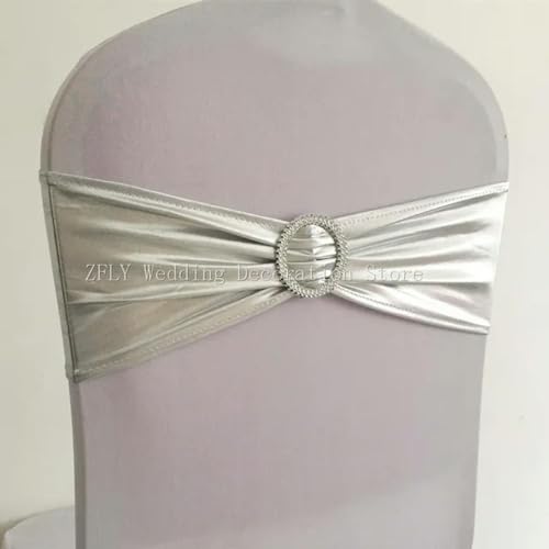 ZGHQHCDRH Stuhlschleifen， 10 Stück/50 Stück Metallic Gold Silber Stretch Spandex Stuhl Schärpe Gummiband Hochzeit Fliege for Hotel Bankett Dekoration(Silver,50pcs) von ZGHQHCDRH