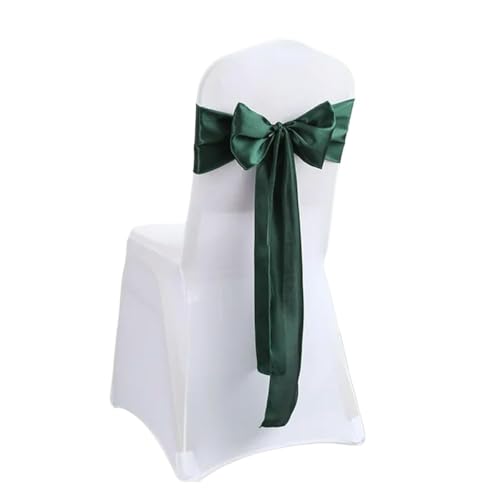 ZGHQHCDRH Stuhlschleifen, 10 Stück 17 x 275 cm Goldfarbene Satin-Stuhlschärpen Schleifen Stuhlhussenbänder for Hochzeitsbankett-Partyveranstaltungen(Dark Green) von ZGHQHCDRH