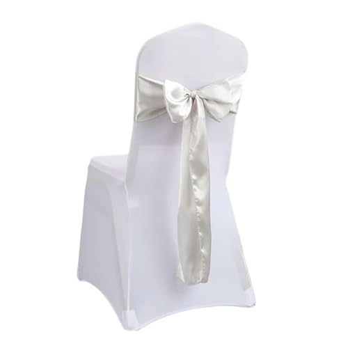 ZGHQHCDRH Stuhlschleifen, 10 Stück 17 x 275 cm Goldfarbene Satin-Stuhlschärpen Schleifen Stuhlhussenbänder for Hochzeitsbankett-Partyveranstaltungen(Silver) von ZGHQHCDRH