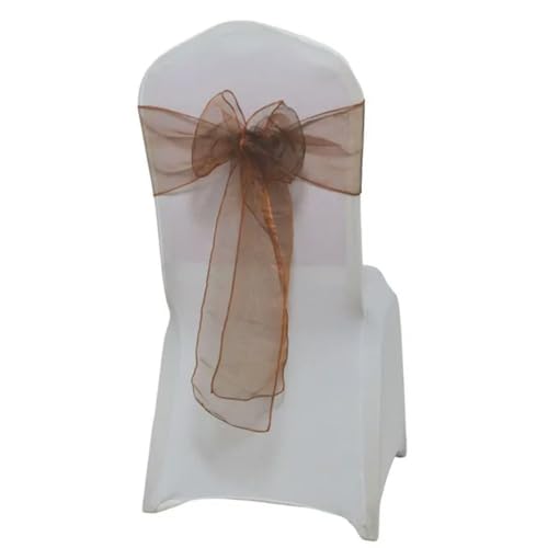ZGHQHCDRH Stuhlschleifen, 10 Stück Organza-Stuhlschärpen, kristallklarer Tüll, Stuhlschleifen, Krawattenband for Hochzeit, Geburtstag, Abschlussfeier, Verlobung, Bankett, Dekoration(Brown) von ZGHQHCDRH