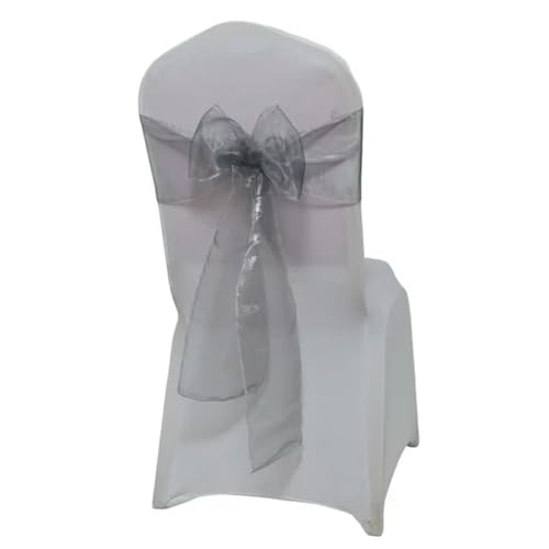 ZGHQHCDRH Stuhlschleifen， 10 Stück Organza-Stuhlschärpen, kristallklarer Tüll, Stuhlschleifen, Krawattenband for Hochzeit, Geburtstag, Abschlussfeier, Verlobung, Bankett, Dekoration(Silver Grey) von ZGHQHCDRH