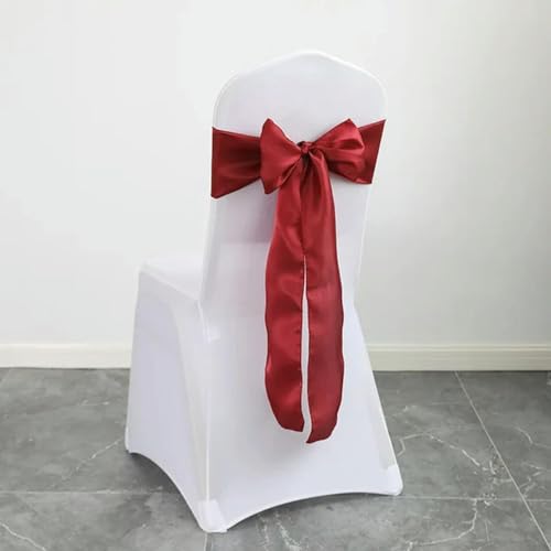 ZGHQHCDRH Stuhlschleifen, 10 Teile/los Satin Stuhl Schärpen Hochzeit Stuhl Bogen Knoten Band Krawatten DIY for Party Event Hotel Bankett Stuhl Dekorationen(Burgundy) von ZGHQHCDRH