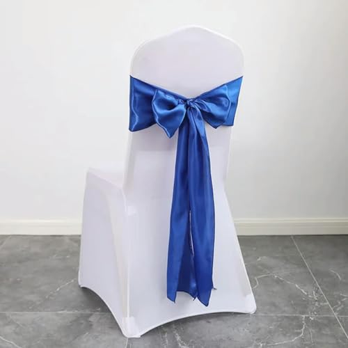 ZGHQHCDRH Stuhlschleifen, 10 Teile/los Satin Stuhl Schärpen Hochzeit Stuhl Bogen Knoten Band Krawatten DIY for Party Event Hotel Bankett Stuhl Dekorationen(Royal Blue) von ZGHQHCDRH