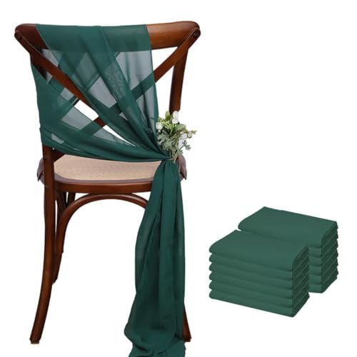 ZGHQHCDRH Stuhlschleifen, 12 Stück 17 x 275 cm rosa Chiffon-Stuhlschärpen, 12er-Set Stuhlschärpe, Hochzeitsstuhlhussen, Band, Hochzeit, Party, Gang, Stuhldekoration(Dark Green) von ZGHQHCDRH
