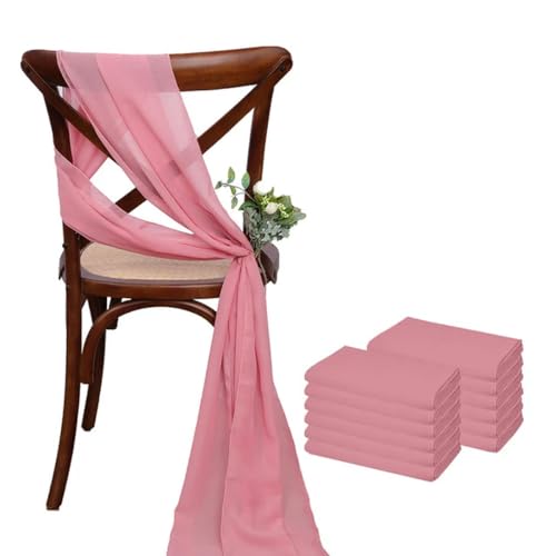 ZGHQHCDRH Stuhlschleifen, 12 Stück 17 x 275 cm rosa Chiffon Stuhlschärpen Stuhlschärpe Hochzeit Stuhlhussen Band Hochzeit Party Gang Stuhl Dekor(Dark Pink) von ZGHQHCDRH