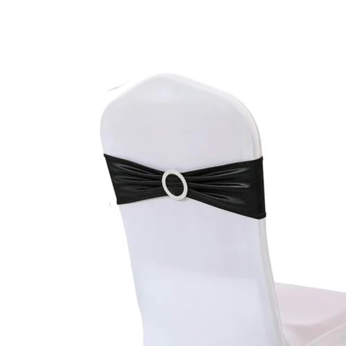 ZGHQHCDRH Stuhlschleifen， 20 Stück Spandex-Stuhlschärpen mit Schnalle, metallischer Gold-Stretch-Stuhlbezug for Hochzeit, Hotel, Bankett, Event, Stuhldekorationen(Black) von ZGHQHCDRH