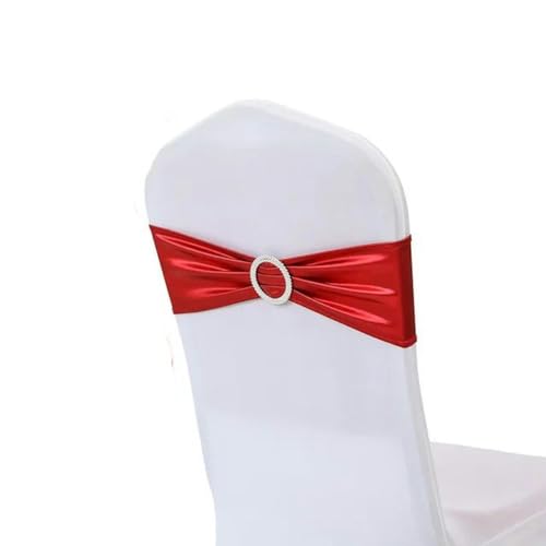 ZGHQHCDRH Stuhlschleifen， 20 Teile/los Metallic Gold Silber Stuhl Bands Hochzeit Dekoration Spandex Schärpen Bogen for Party-Event Hotel Bankett Hause(Red) von ZGHQHCDRH