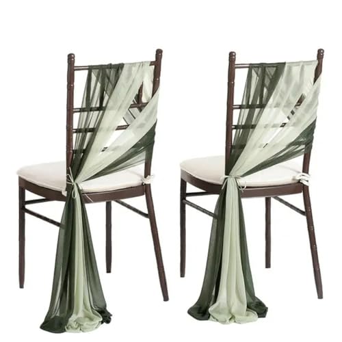 ZGHQHCDRH Stuhlschleifen, 24 Stück 17 x 275 cm grüne Chiffon-Stuhlschärpen, 12 Sets Hochzeits-Stuhlschärpen, Band, Hochzeit, Party, Gang, Stuhl-Dekoration(Dark Green) von ZGHQHCDRH