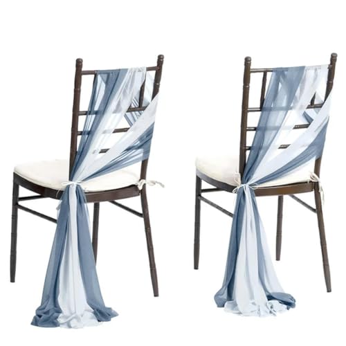 ZGHQHCDRH Stuhlschleifen, 24 Stück 17 x 275 cm grüne Chiffon-Stuhlschärpen, 12 Sets Hochzeits-Stuhlschärpen, Band, Hochzeit, Party, Gang, Stuhl-Dekoration(Gray Blue) von ZGHQHCDRH